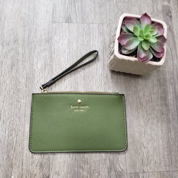 kate spade Handbags - Kate Spade Saffiano Leather Wristlet Olive Green